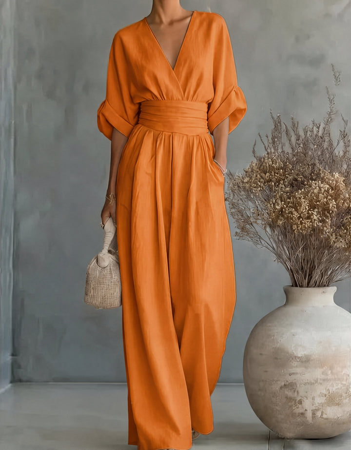 Daniela | Elegant V-neck wide-leg jumpsuit